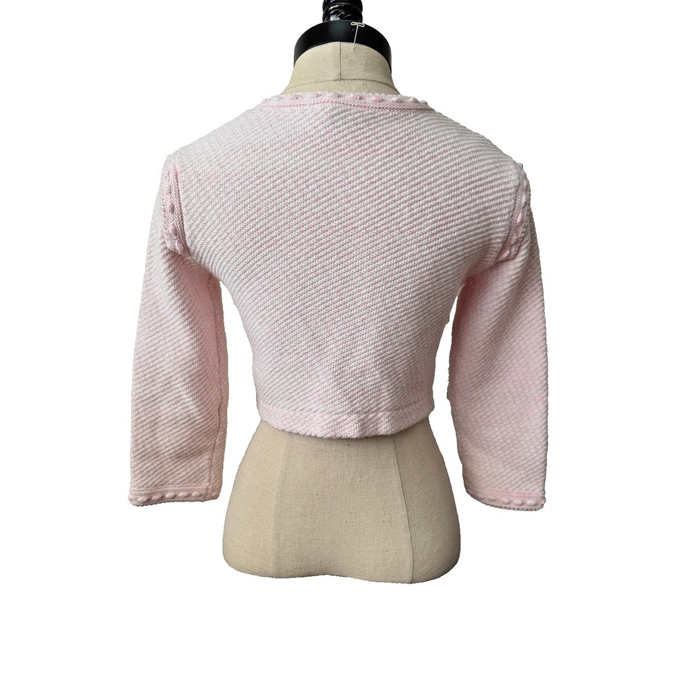 Self-portrait Pink Knit Jewel Button Cropped Cardigan Sweater Jacket US Sz 2-4 - Picture 4 of 16